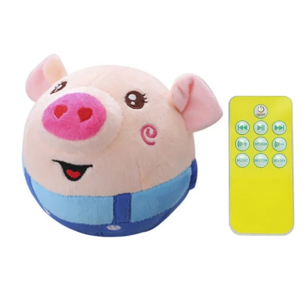Cartoon Pig Active Moving Pet Plush Toy Washable Talking Moving Dog Ball Toy Pet Bouncing Balls for Dogs Cats