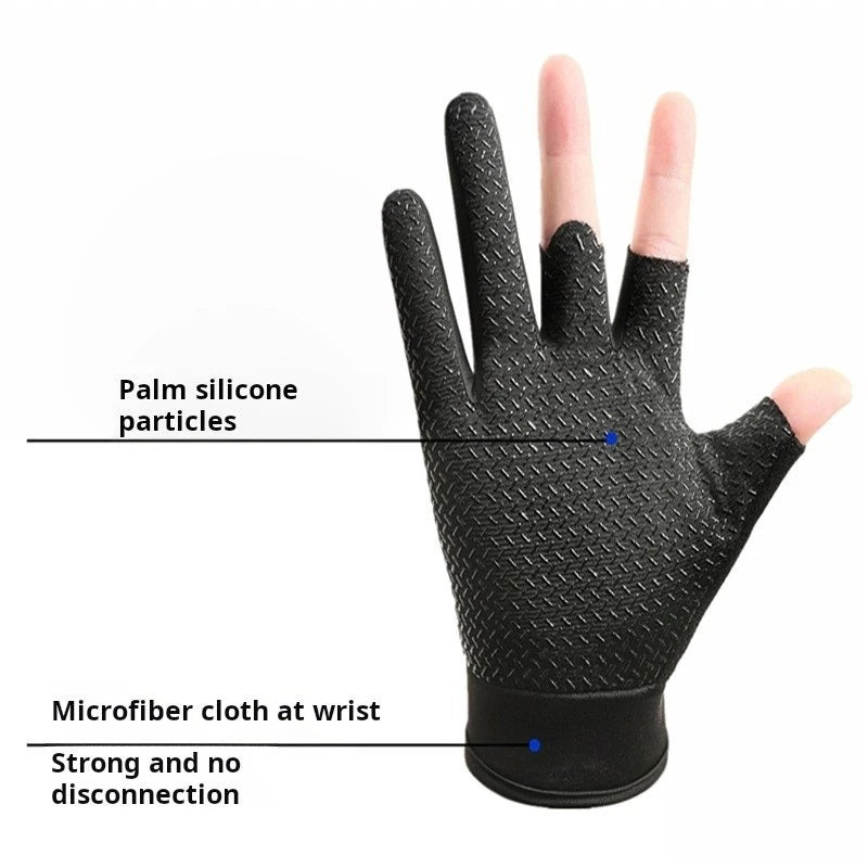 Ice Silk Fishing Gloves Breathable Thin Sun Protection Anti-Slip Routes for Angling