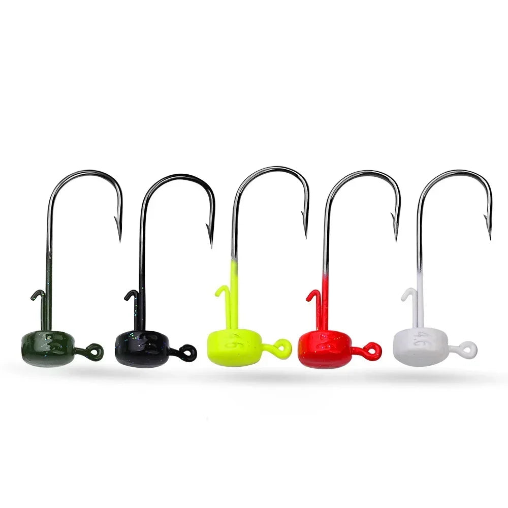 5pcs Fishing Hooks 2.8g 3.5g 4.6g 7g Ned Mushroom Head Jig Sharp Barbed Hook For Soft Worm Lures Jigging Fishing Tools