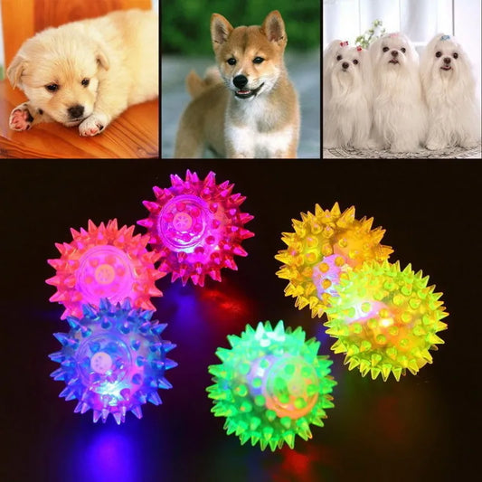 1 Pc Pets Luminous Chew Toy , Bite-Resistant, Vocal, Elastic, Bouncy, Squeaky Balls for Cats Dogs