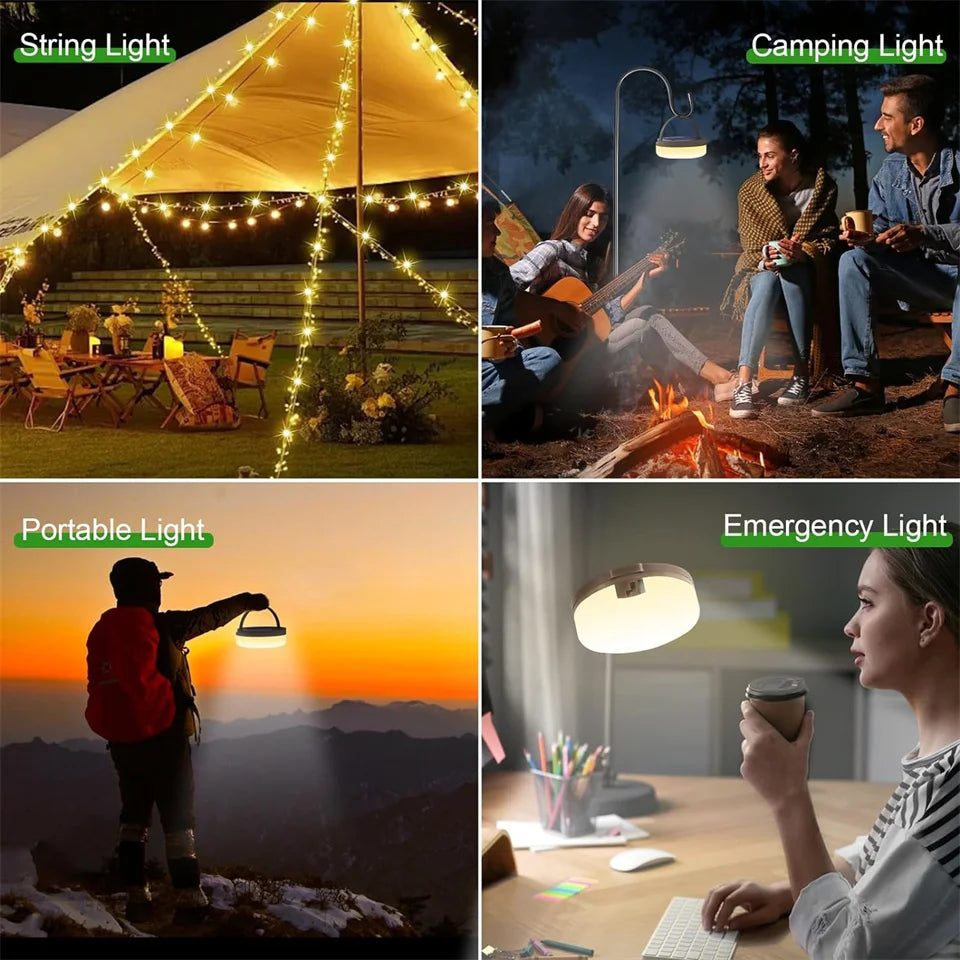 Solar Camping String Lights, 4 in 1 Camping String Lights Outdoor with 8 Lighting Modes, Solar Powered Camping Lights for Tent