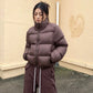 Winter Clothes Women Warm Cropped Jacket Y2K Luxury Design Windproof Coat Thick Parkas Long Sleeve Top Puffer Jacket Black Brown