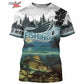 Men's Clothing 3D Fishing Pattern Printed Short Sleeve Oversized T-Shirt Fishing Fishing Outdoor Clothing Short Sleeve Top