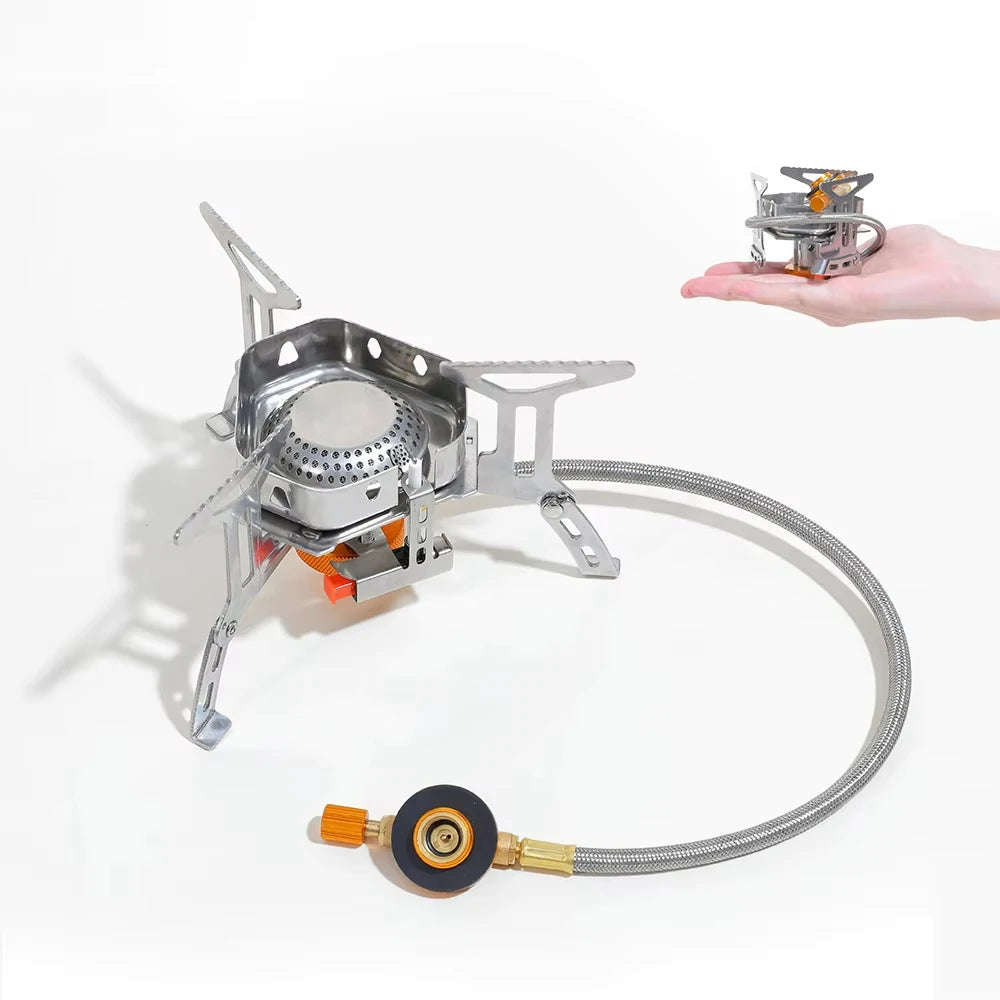 3000W Camping Gas Stove Picnic Burner Hiking Fishing Gas Burner Backpacking Small Furnace Outdoor Camp Travel Kitchen Cookware