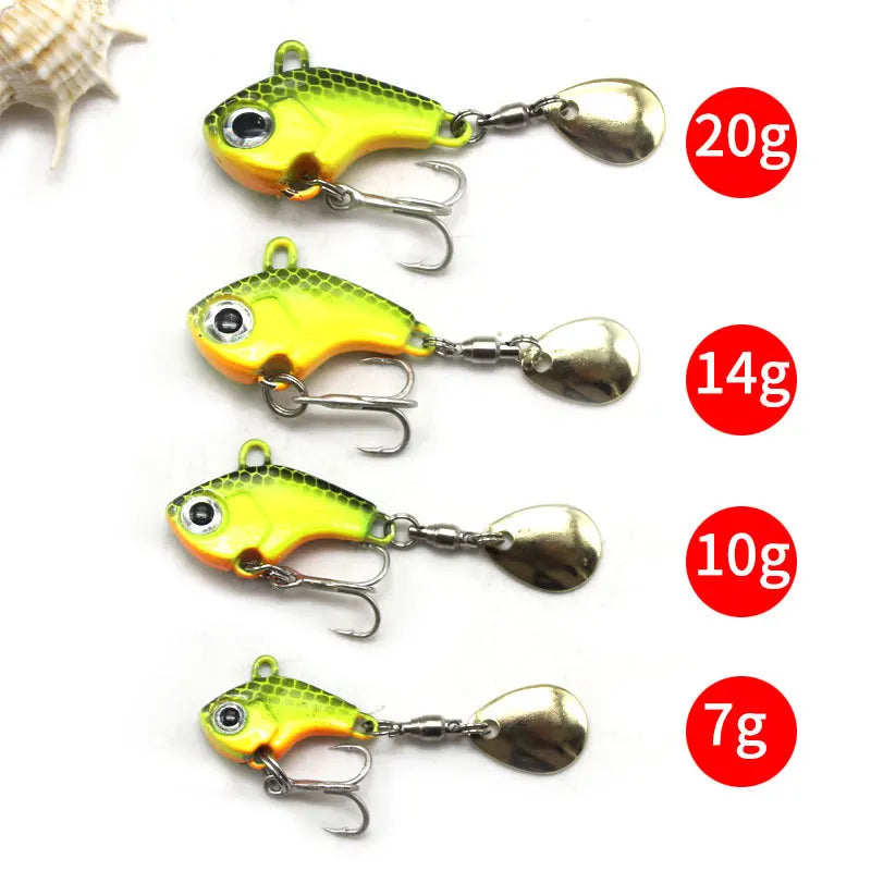 Fishing Lure Set 5pcs Wobble Rotating Metal VIB Vibration Bait Spinner Spoon Jig Sea Lures Artificial Hard Baits Sequins Tackle