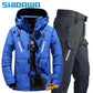 Men's Winter Fishing Suit, Goose Down Jacket+Tactical Pants Fishing Set, Warm Snow Skiing, Mountain Climbing, Hunting Sportswear