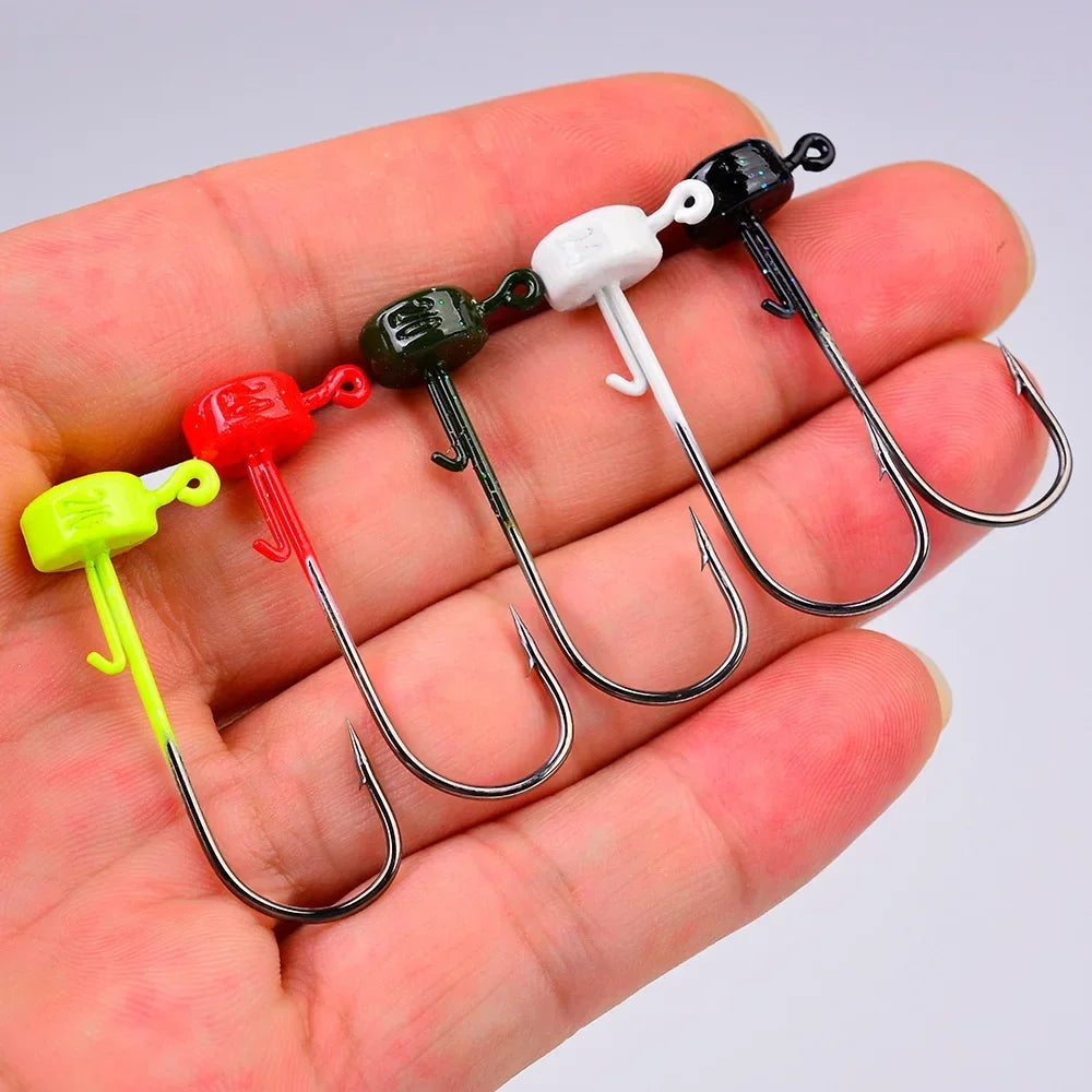 5pcs Fishing Hooks 2.8g 3.5g 4.6g 7g Ned Mushroom Head Jig Sharp Barbed Hook For Soft Worm Lures Jigging Fishing Tools
