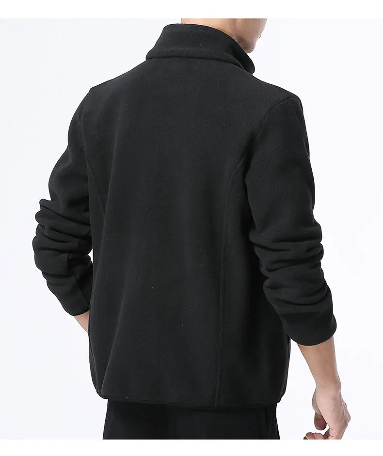 Winter fleece hiking jacket windbreaker for men Sportswear Wool lining thickened warm men's coat plus size overcoat