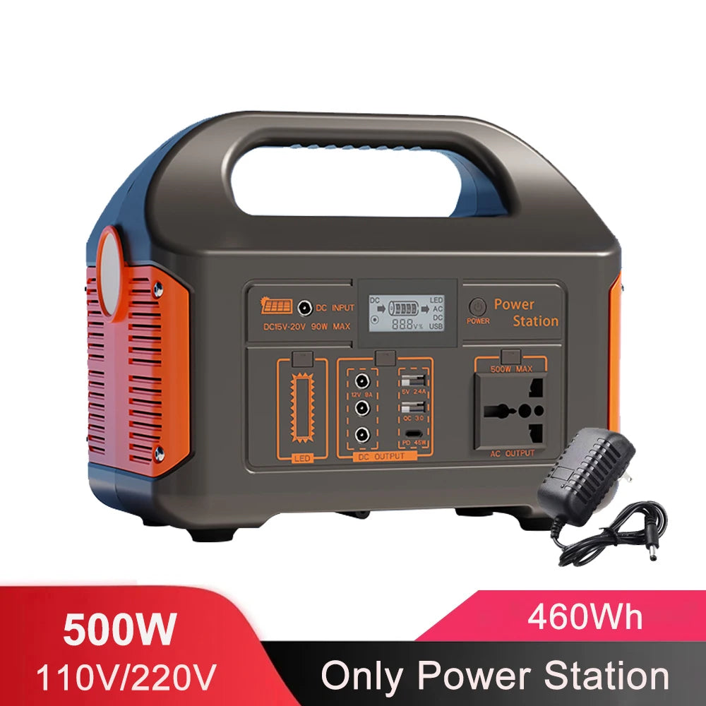 500W/300W/100W 460Wh/230Wh/76Wh LiFePO4 Portable Power Station Mobile Power Supply Solar Generator Built-in BMS 220V for Camping