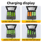 Solar Power Generation Solar Lithium Battery Smart Charger Type-C USB Four-Slot for 3.7V 18650/26650/21700/14500 Batteries