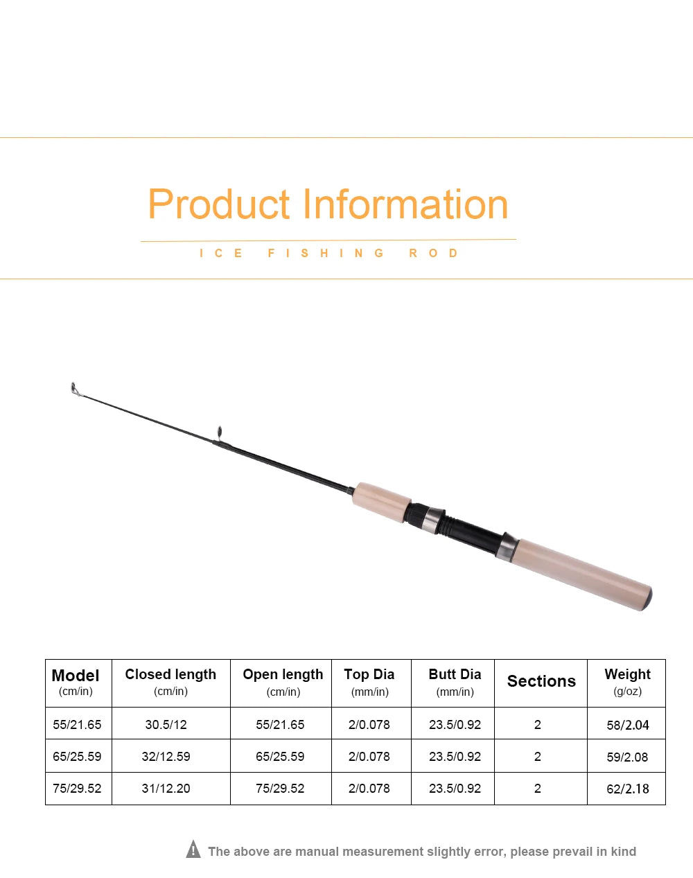 FISH KING Ice Fishing Rod Winter Short Fiber Telescopic Pole Portable Fish Trackle Accessories for Freshwater Saltwater