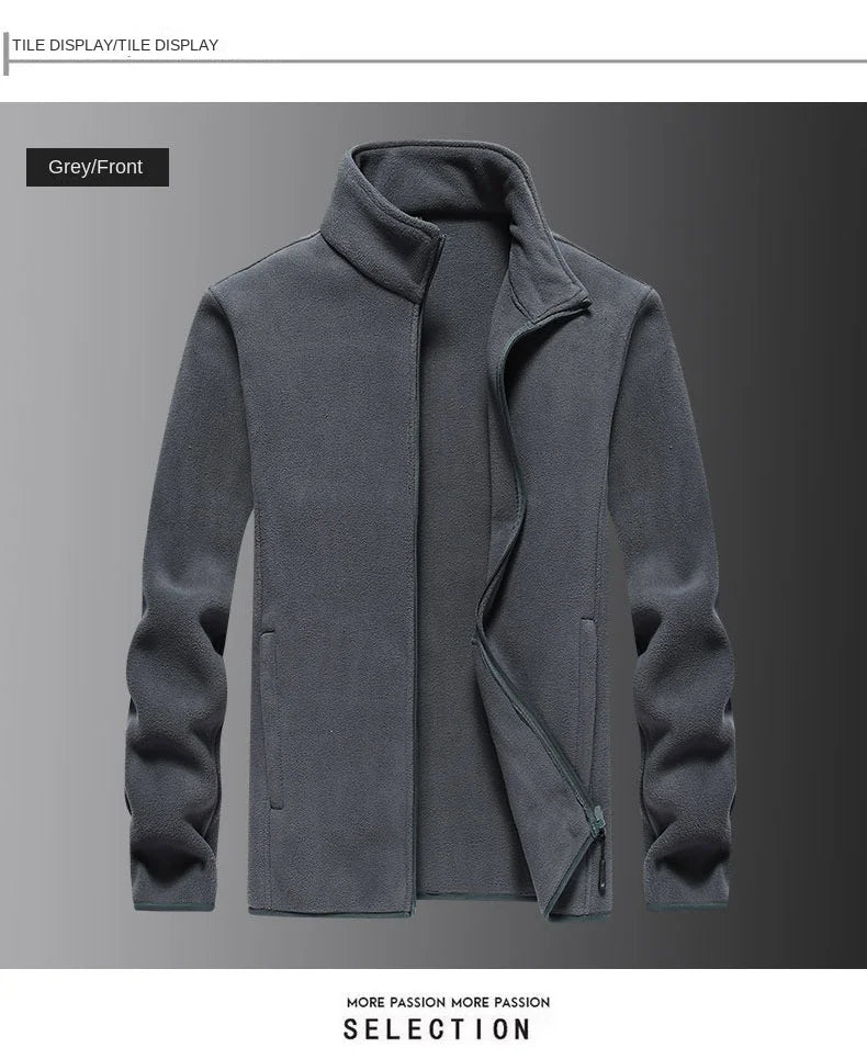 Winter fleece hiking jacket windbreaker for men Sportswear Wool lining thickened warm men's coat plus size overcoat