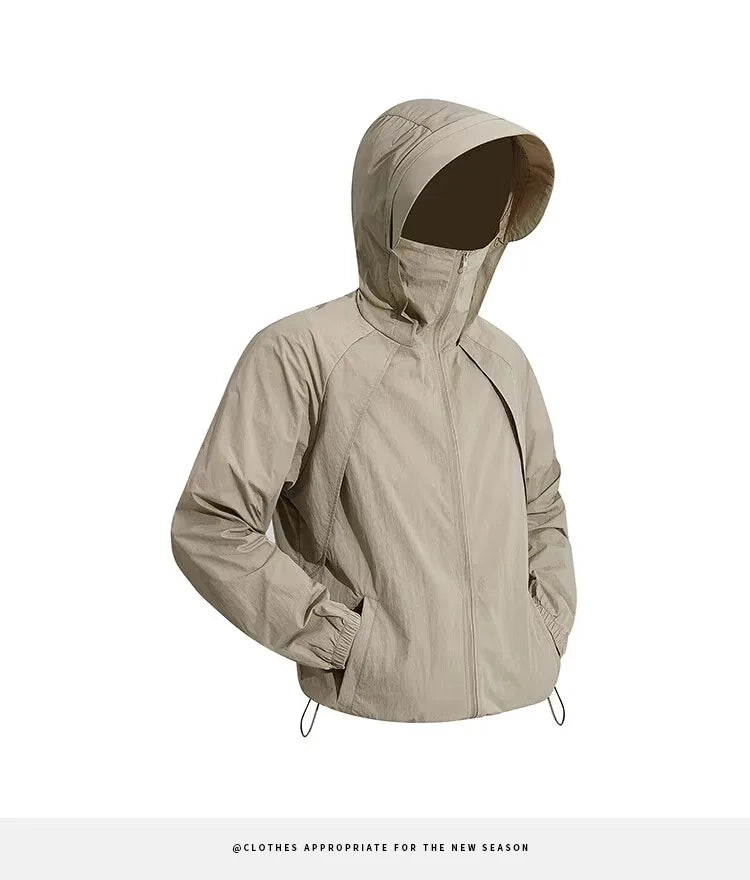 Ice Silk Hated Sun Protection Clothing Men's Summer Thin Breathable Outdoor Climbing Suit Workwear Jaet Loose Fit Casual En...