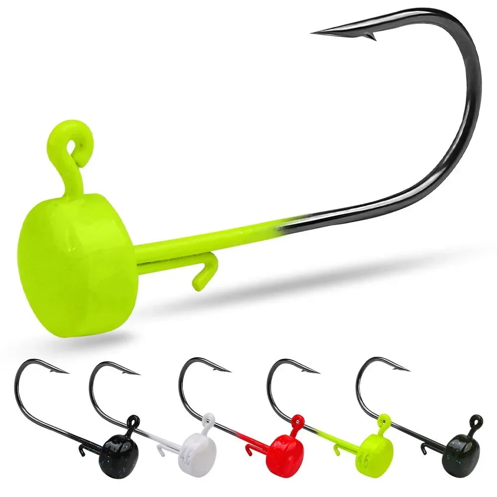 5pcs Fishing Hooks 2.8g 3.5g 4.6g 7g Ned Mushroom Head Jig Sharp Barbed Hook For Soft Worm Lures Jigging Fishing Tools