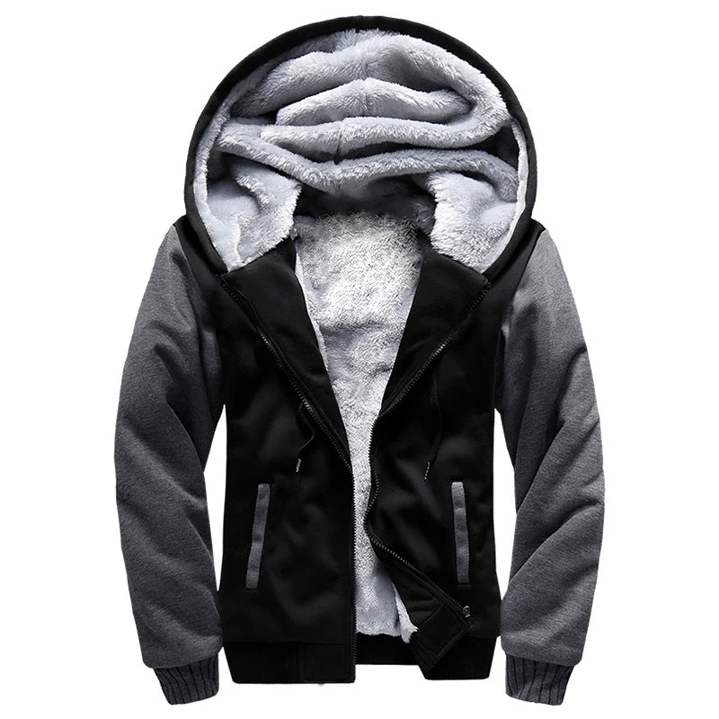 Winter Warm Sherpa Lined Coat for Men Heavyweight Plush Fleece Jackets Outwear Long Sleeve Zip Up Hoodie Sweatshirt Tops Outfits