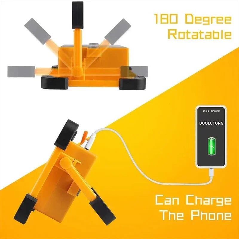 Solar Portable Camping Light with Stand, Battery Rechargeable Lamp, LED Cordless Flood Lights for Work, Emergency Power Failure