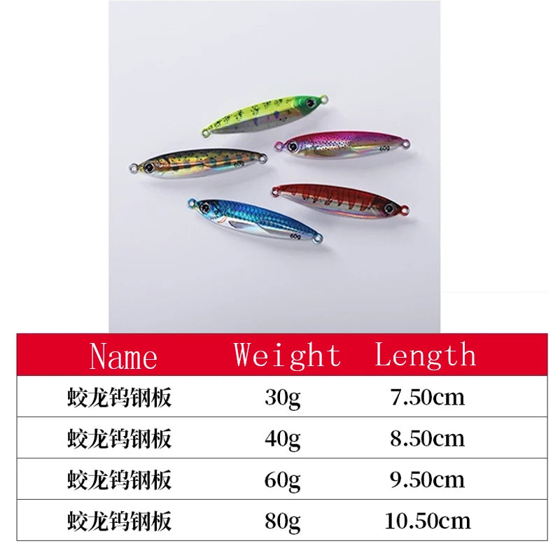 Luminous Tungsten Metal Jig 80g/60g/40g/30g Fishing lure quickly sinking jig bait