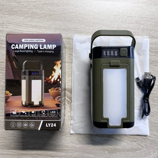 Solar Camping Light，USB/Solar Recharge Portable Lamp with 2000mAh Battery 6 Lighting Modes Outdoor Portable Hanging Tent Light