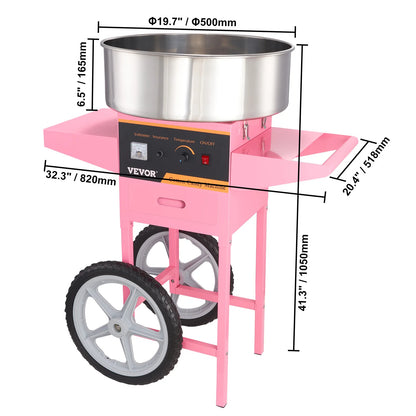 SucceBuy Electric Cotton Candy Machine Commercial Floss Maker w/ Stainless Steel Bowl Sugar Scoop and Drawer for Birthday Party