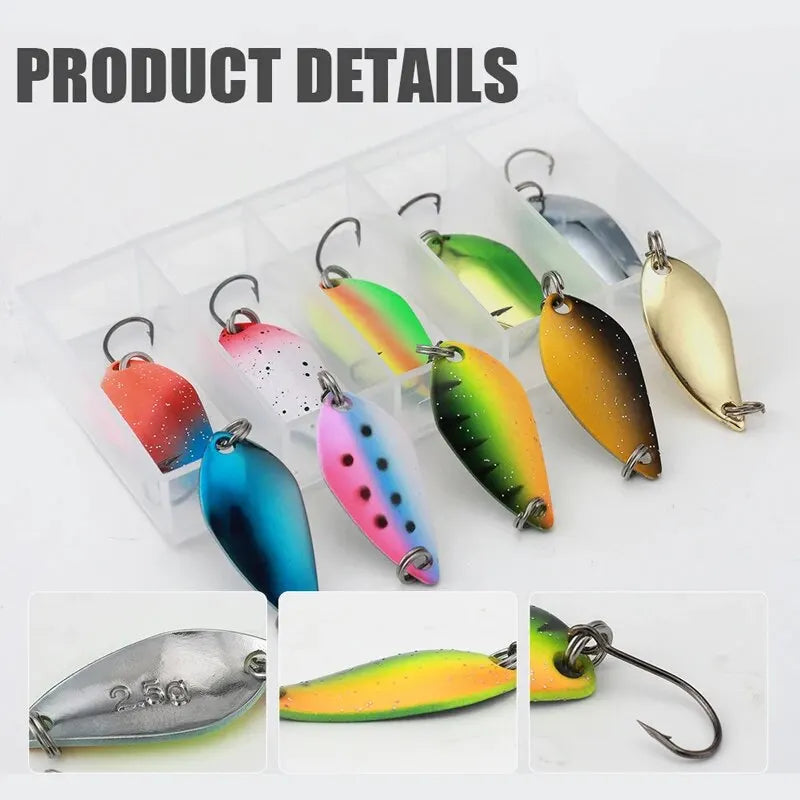 2.5g/3.5g/5g Fishing Kit Jig Spoon Lure Bait Set Hard Metal Spinner Wobbler Spoon Trout Bass Area Fishing Gear Lure Spoon Bait