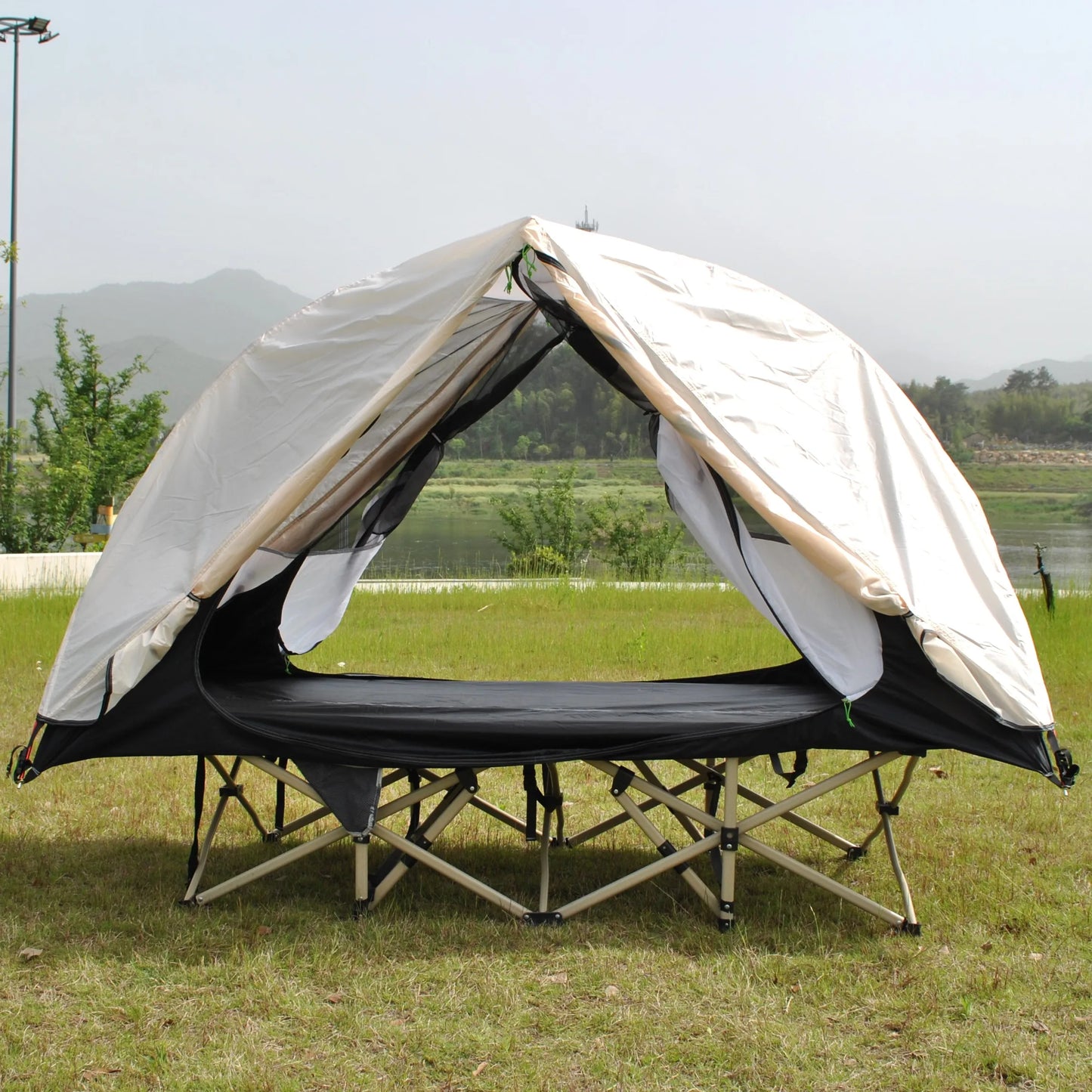 Waterproof and Windproof 1 Person Tent, Camping Tent,Aluminum Pole Backpacking Tent Can Be Cot Bed Tent Not Include the Bed
