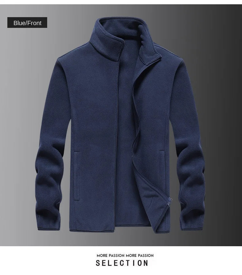 Winter fleece hiking jacket windbreaker for men Sportswear Wool lining thickened warm men's coat plus size overcoat