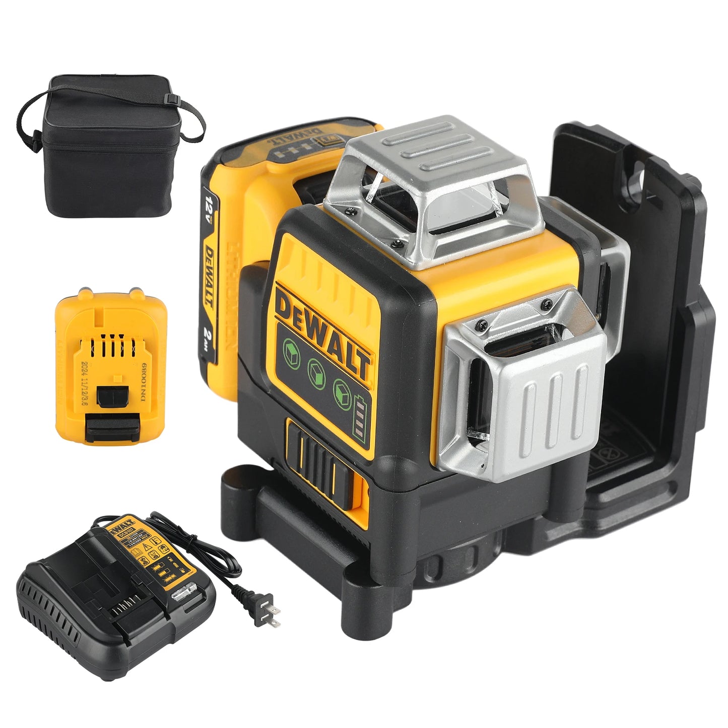 Dewalt DW089LG 12-Line Green Beam Laser Level - 360° 3-Side Coverage, 12V Li-Ion, Jobsite Ready for Any Task