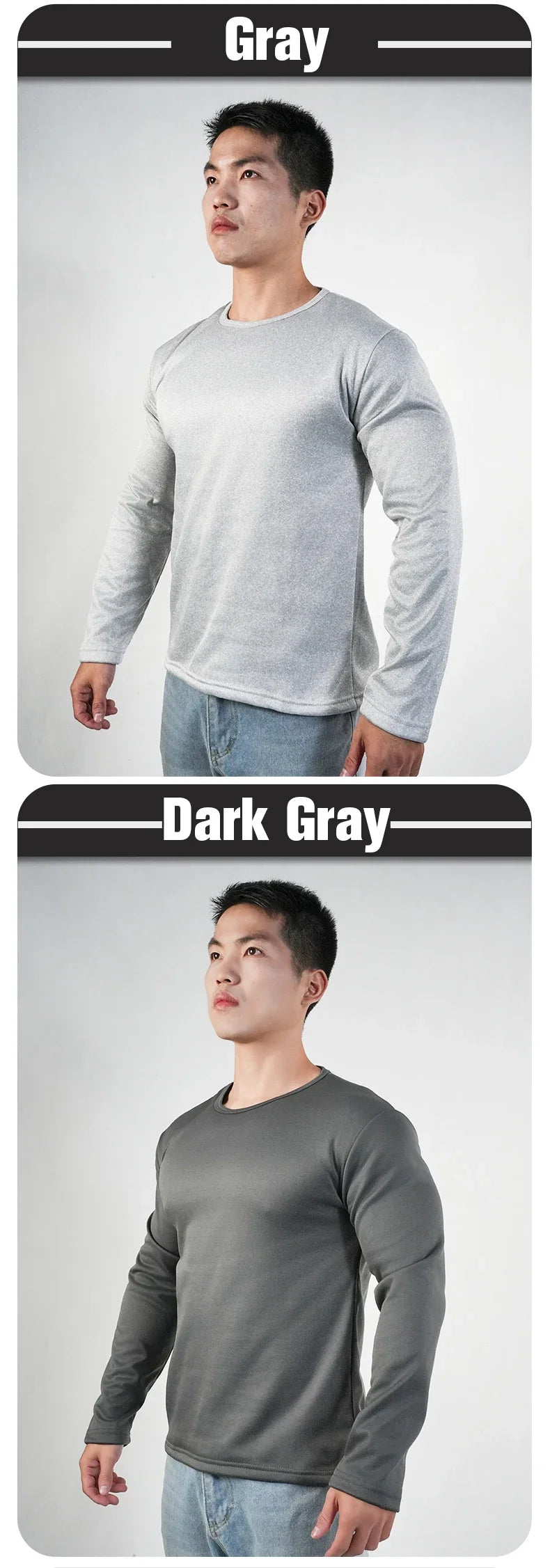 Men's Winter Thermal Long-sleeved T-shirt Wear Extreme Cold Weather Base Layer Top Fleece Lined Winter O-Neck Bottoming Shirts