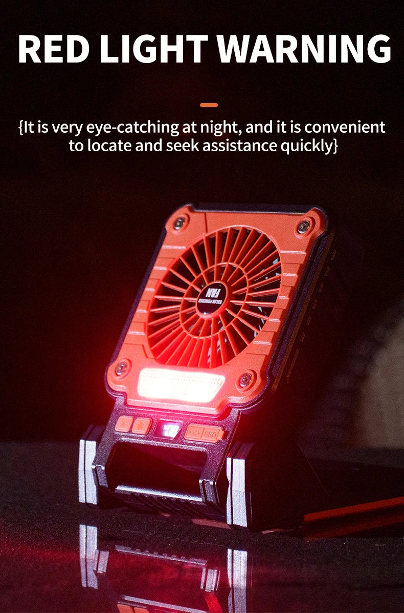 Solar Powered Camping Light with Fan Folding Portable Desk Lamp  Rechargeable Battery for Outdoor Hiking Fishing Camping