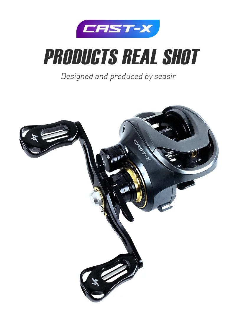 SEASIR Cast-X Baitcasting Reel 7.3:1 HS Gear Ratio Aluminum Double Spool Carbon Grip Metal BFS Micro Fresh Seawater Fishing Coil