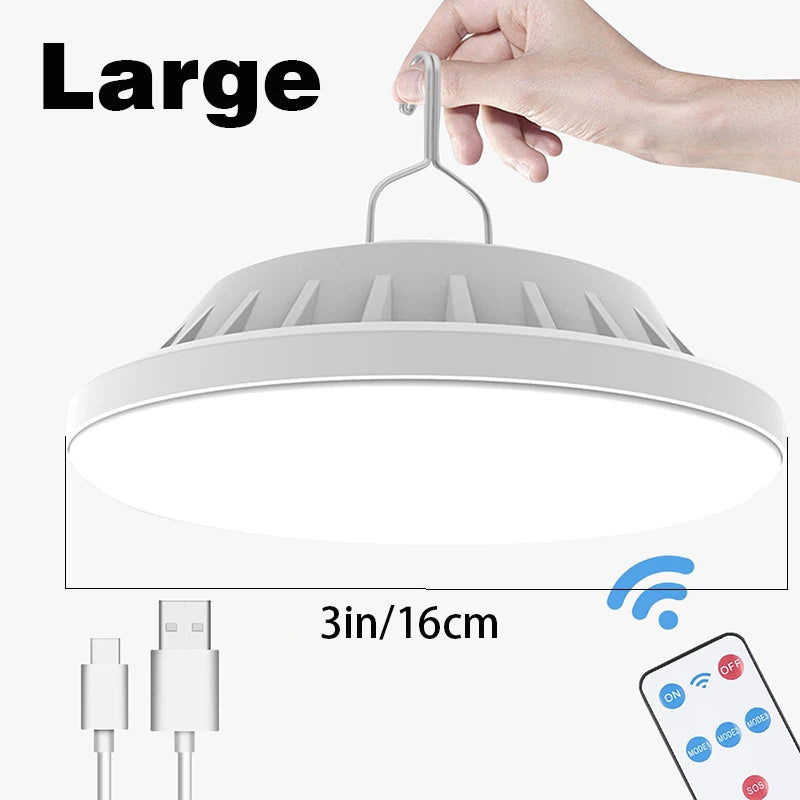 Solar Camping Light,Portable Tent Light,USB-Charged Bulb,Patio Light w/Remote Control,Power Bank,Camping,Blackouts,BBQ,Fishing