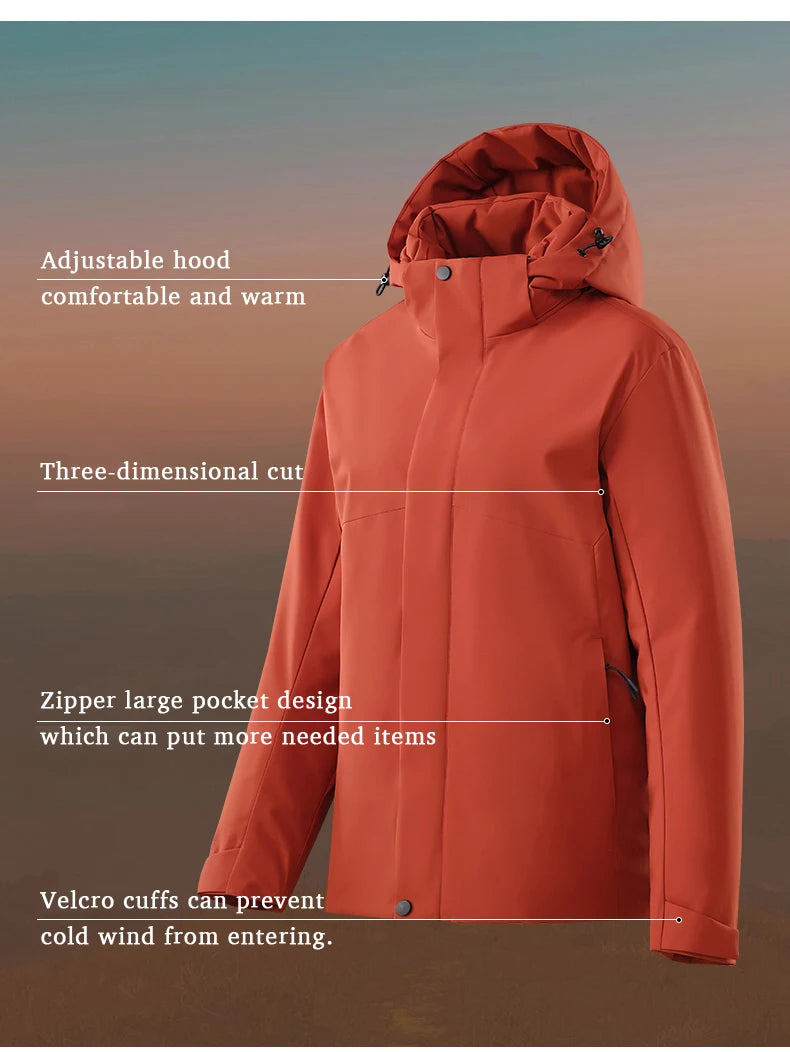 Winter Warm Waterproof Cotton Padded Jacket Men's Hiking Climbing Trekking Skiing Rain Parka Coat Men Windproof Windbreaker Coat