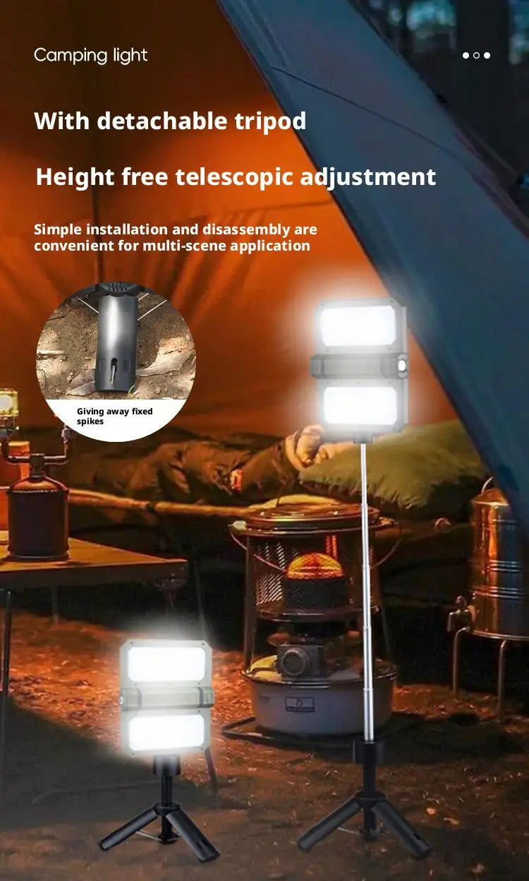 Solar Powered Portable Camping Light with Strong Magnetic Base for Home Emergency Construction Site Outdoor Work Lamp