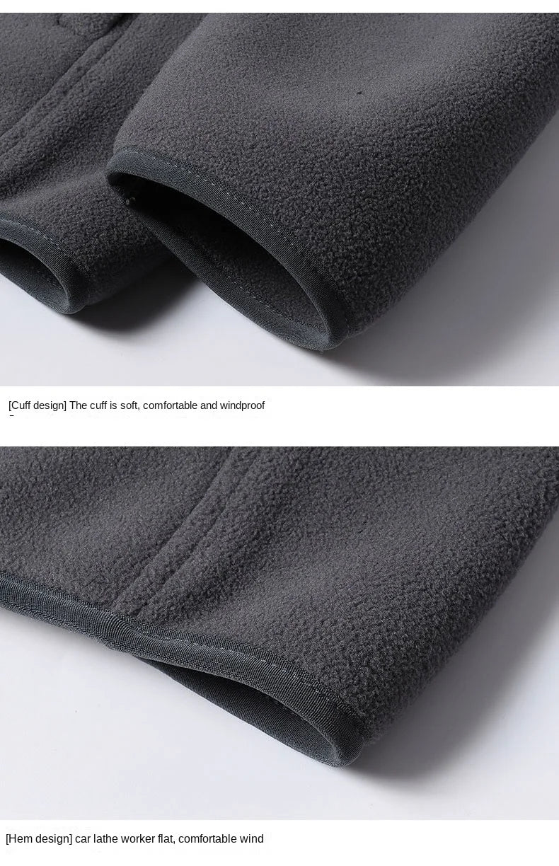 Winter fleece hiking jacket windbreaker for men Sportswear Wool lining thickened warm men's coat plus size overcoat