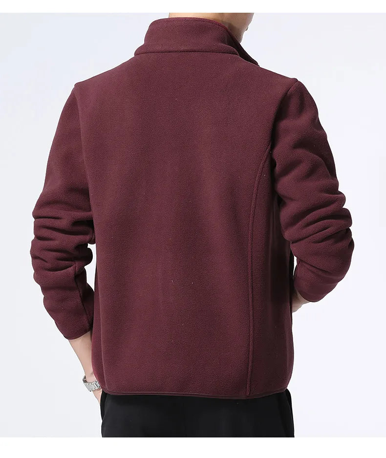 Winter fleece hiking jacket windbreaker for men Sportswear Wool lining thickened warm men's coat plus size overcoat