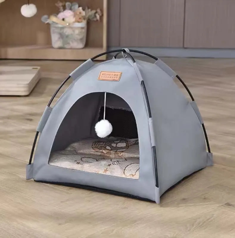 The pet tent is comfortable, breathable, scratch-resistant and wear-resistant, universal in all seasons, odorless and washable.
