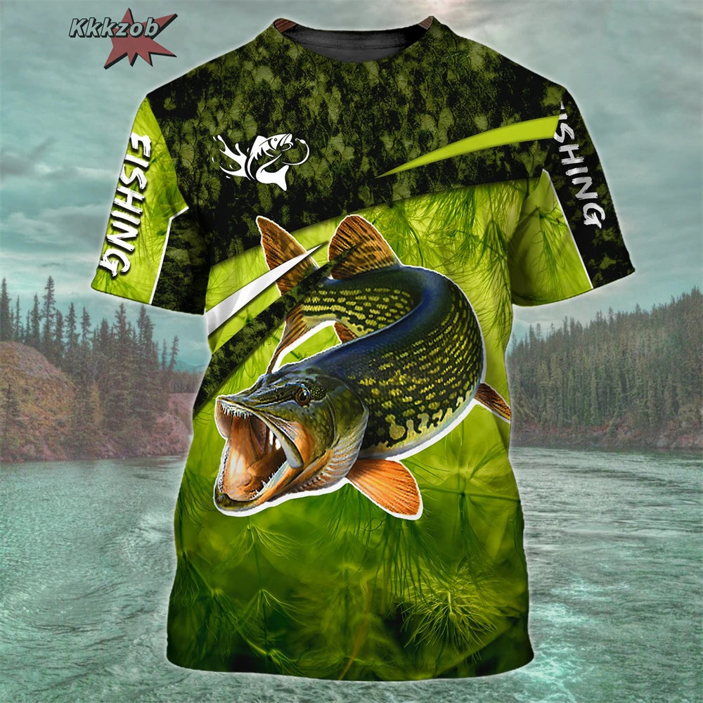 Men's Clothing 3D Fishing Pattern Printed Short Sleeve Oversized T-Shirt Fishing Fishing Outdoor Clothing Short Sleeve Top