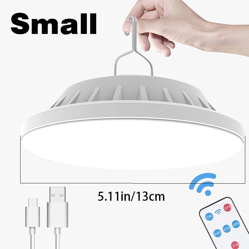 Solar Camping Light,Portable Tent Light,USB-Charged Bulb,Patio Light w/Remote Control,Power Bank,Camping,Blackouts,BBQ,Fishing