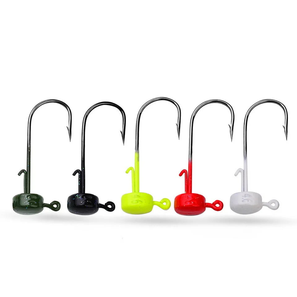 5pcs Fishing Hooks 2.8g 3.5g 4.6g 7g Ned Mushroom Head Jig Sharp Barbed Hook For Soft Worm Lures Jigging Fishing Tools