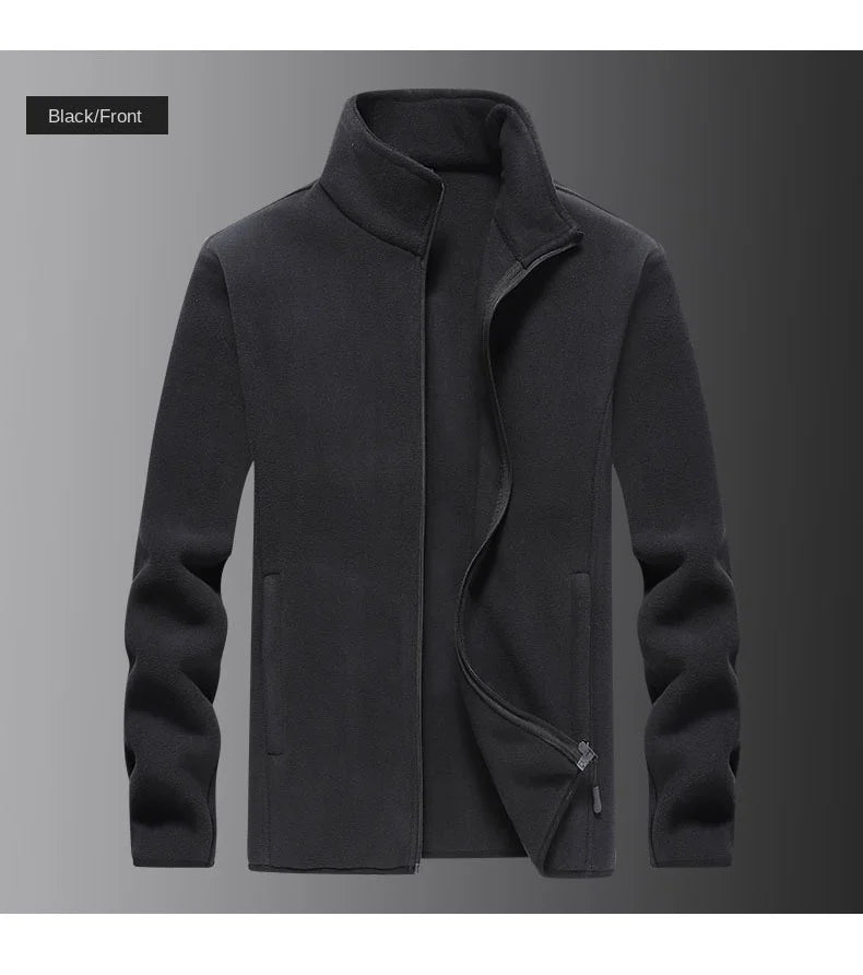 Winter fleece hiking jacket windbreaker for men Sportswear Wool lining thickened warm men's coat plus size overcoat