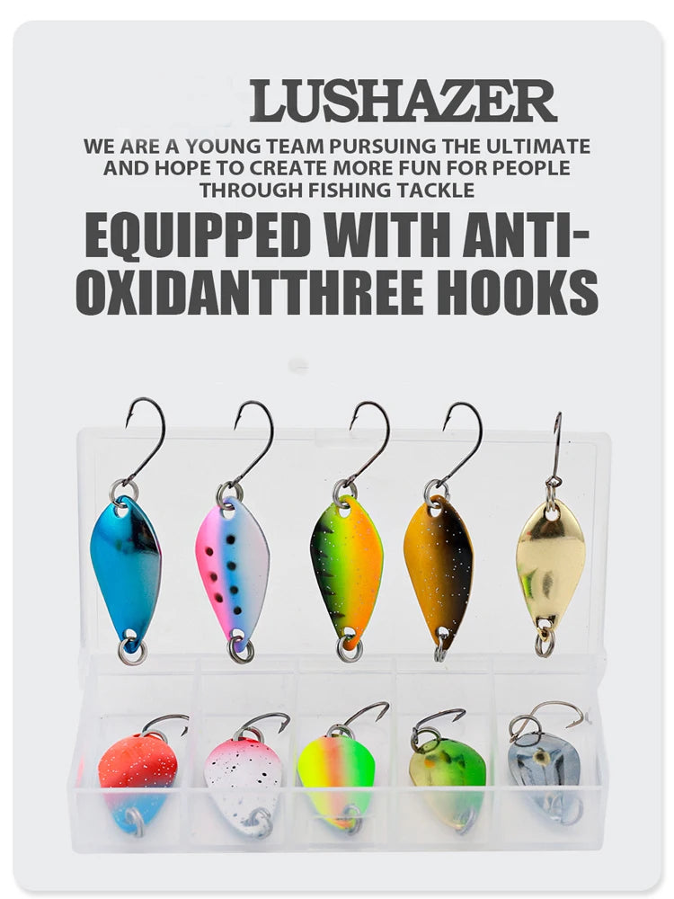 2.5g/3.5g/5g Fishing Kit Jig Spoon Lure Bait Set Hard Metal Spinner Wobbler Spoon Trout Bass Area Fishing Gear Lure Spoon Bait