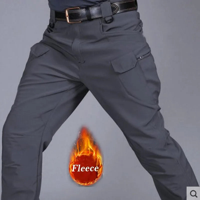 2024 Men Winter Waterproof Climbing SkiingTrekking Fleece Fishing Tactical Sharkskin Cargo Pants Jackets Camping Hiking Trousers