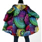 Winter Fashion Men's cloak Hippie Psychedelic Colorful Trippy 3D Printed Thick Fleece Hooded Cloak Unisex Warm Cape Coat DP103