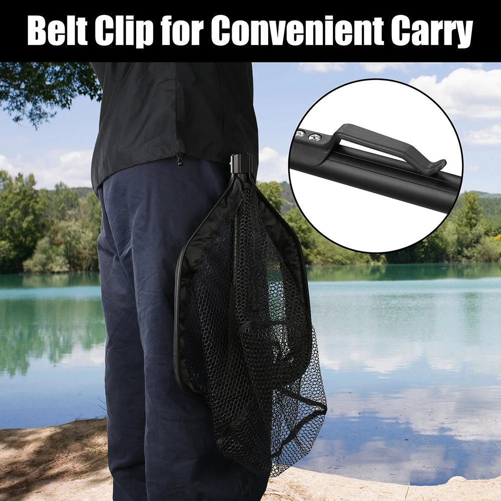 Floating Fishing Net Foldable Landing Net Easy Catch&Release with Telescopic Pole Rubber Coated Fish Net for Saltwater Freshwate