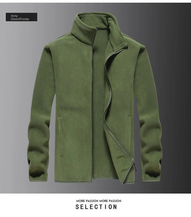 Winter fleece hiking jacket windbreaker for men Sportswear Wool lining thickened warm men's coat plus size overcoat