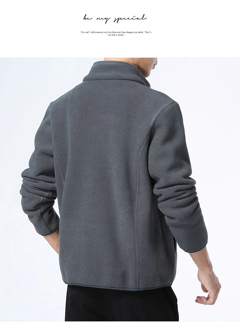 Winter fleece hiking jacket windbreaker for men Sportswear Wool lining thickened warm men's coat plus size overcoat