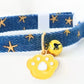 pet collar with bells and safety buckles, cute denim punk style accessories, suitable for cats and dogs