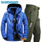 Men's Winter Fishing Suit, Goose Down Jacket+Tactical Pants Fishing Set, Warm Snow Skiing, Mountain Climbing, Hunting Sportswear