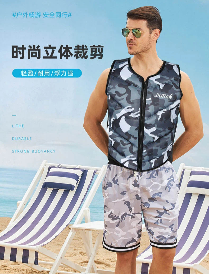 Lightweight Breathable Summer Camouflage Fishing Vest with Built-in Life Jacket for Adults and Kids No Strap Design Life Vest