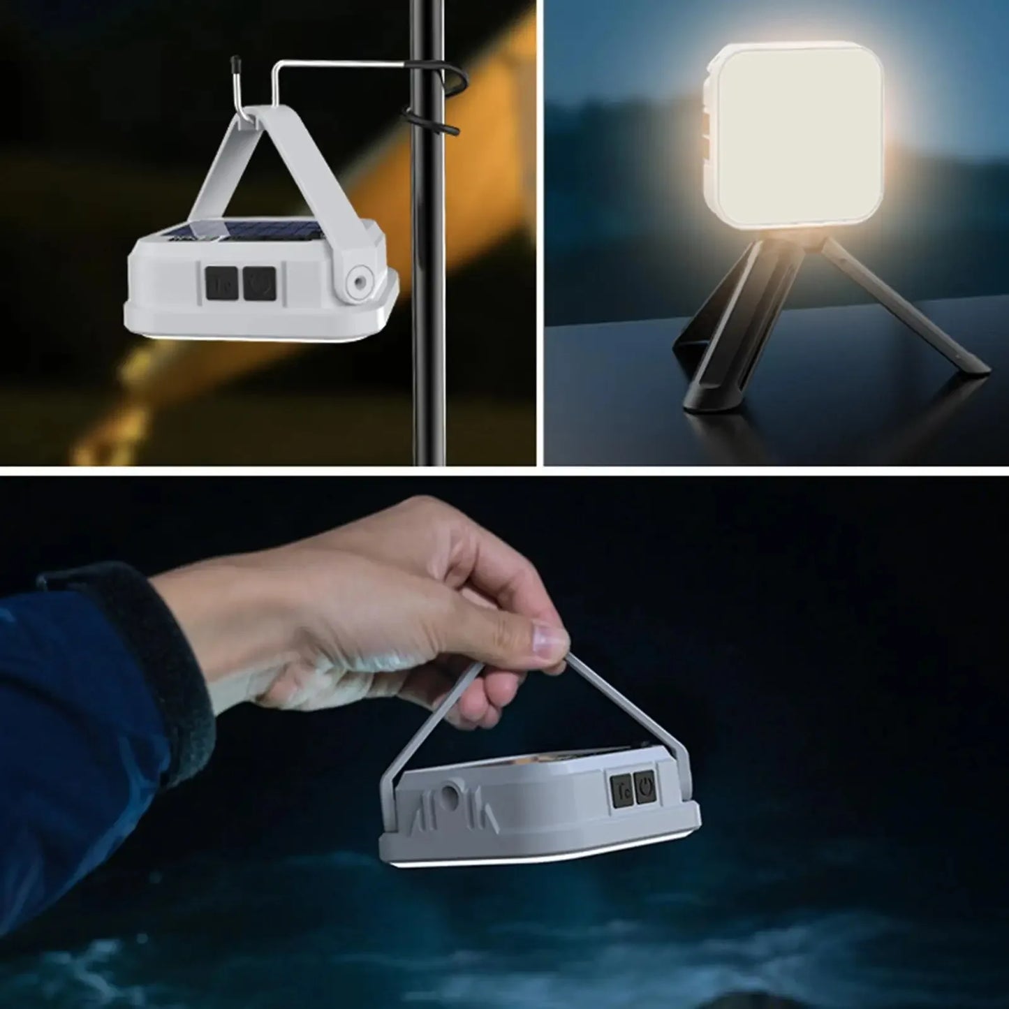 Solar Camping Light USB Solar Rechargeable Lamp for Camp Handled Lamp with LCD Battery Display for Courtyard Fishing Climbing